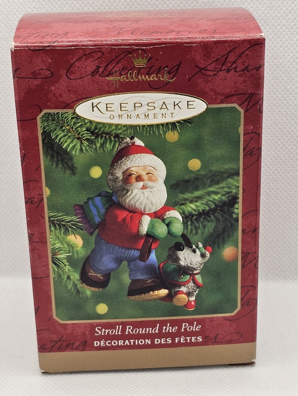 STROLL ROUND THE POLE  2000 Hallmark Keepsake Christmas Ornament Santa Dog Walk